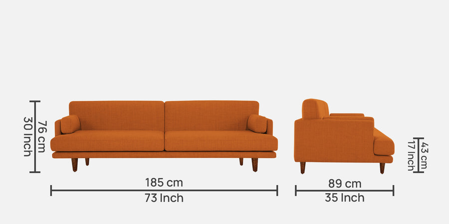 Ricky Fabric 3 Seater Sofa In Vivid Orange Colour - Febonic Living