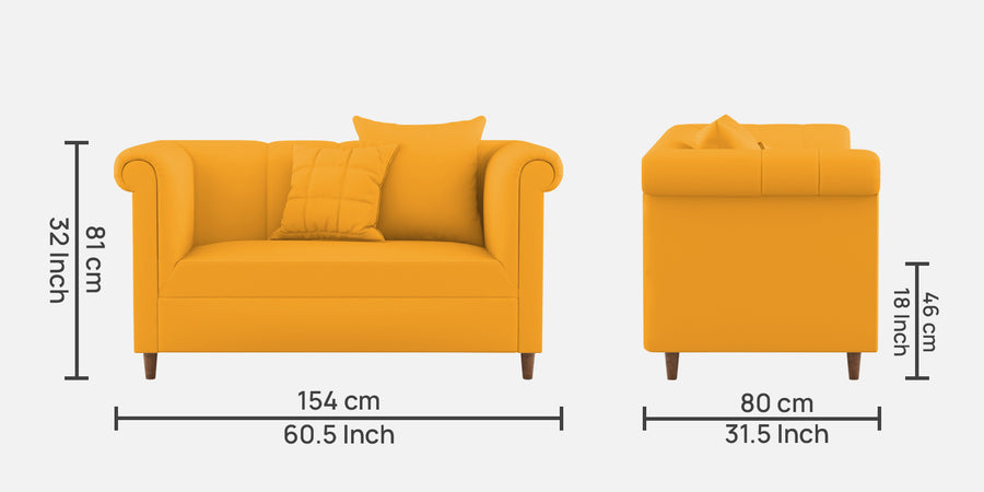 Rubi Velvet 2 Seater Sofa In Safforn Yellow Colour - Febonic Living
