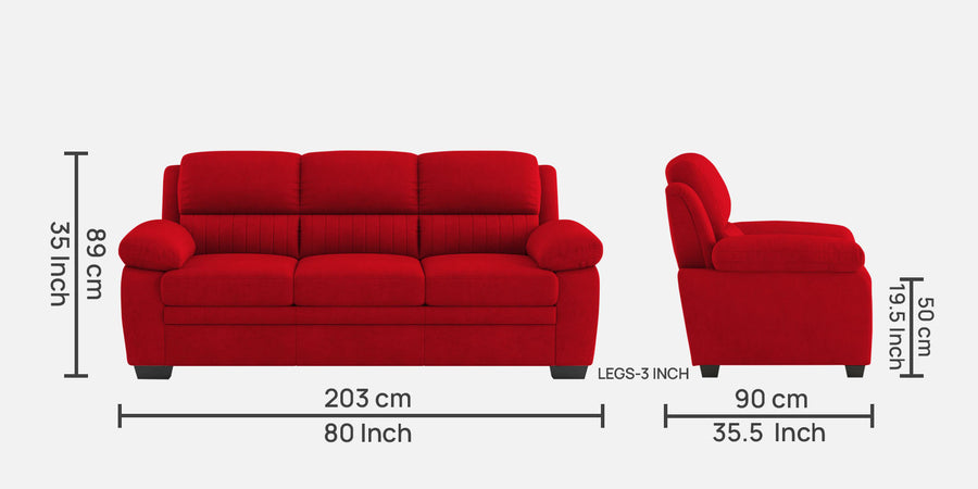 Cantaberry Velvet 3 Seater Sofa In Berry Maroon Colour - Febonic Living