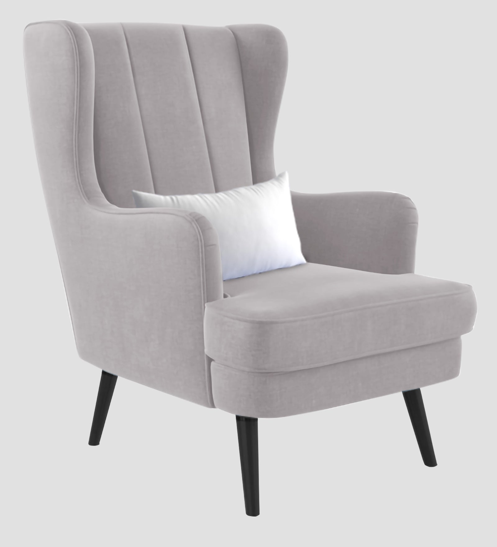 Niya Velvet 1 Seater Wing Chair in Concrete Grey Colour