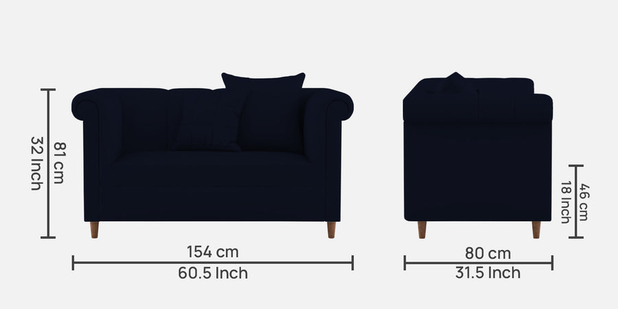 Rubi Velvet 2 Seater Sofa In Dark Blue Colour - Febonic Living