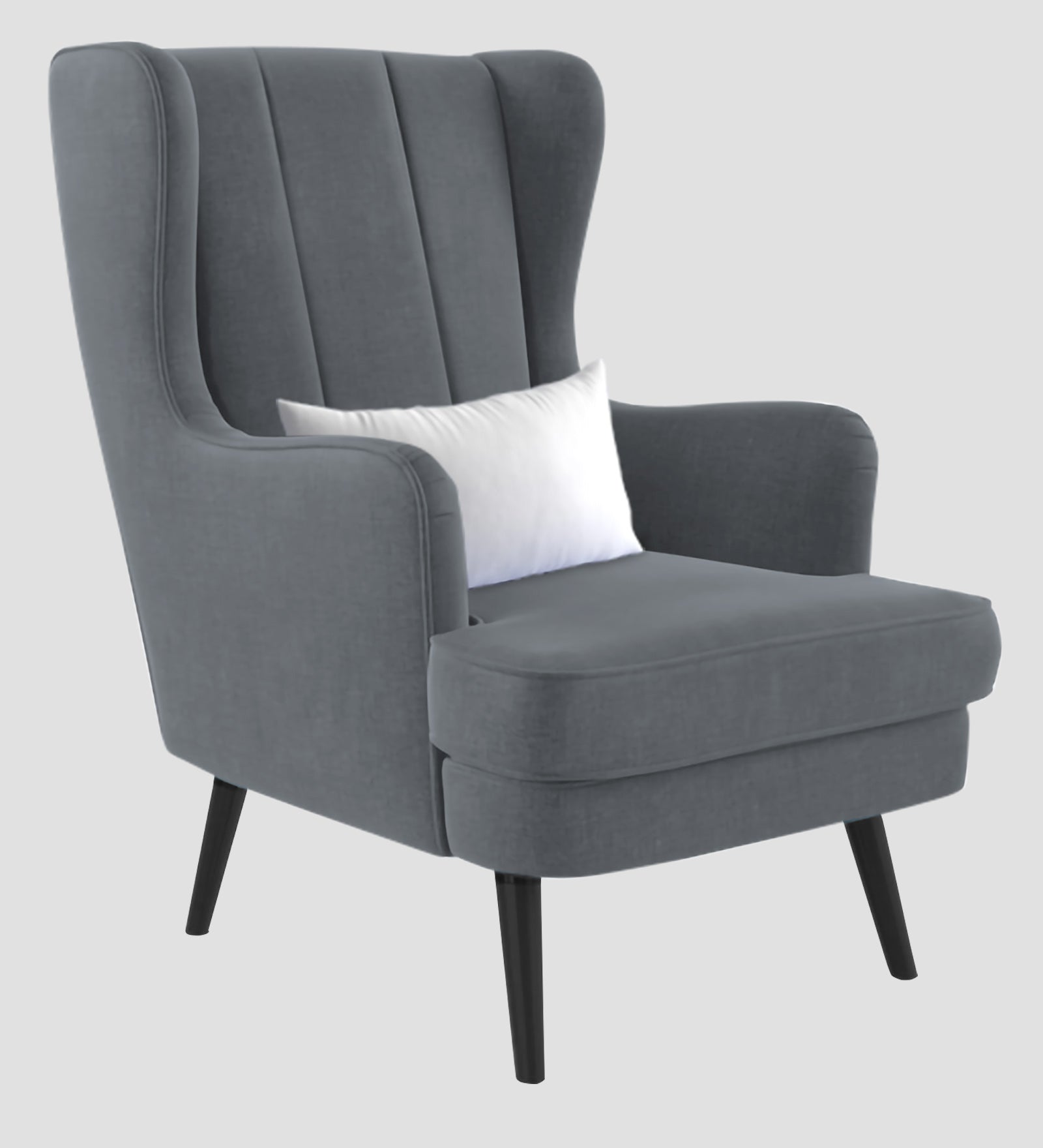 Niya Velvet 1 Seater Wing Chair in Pubble Grey Colour