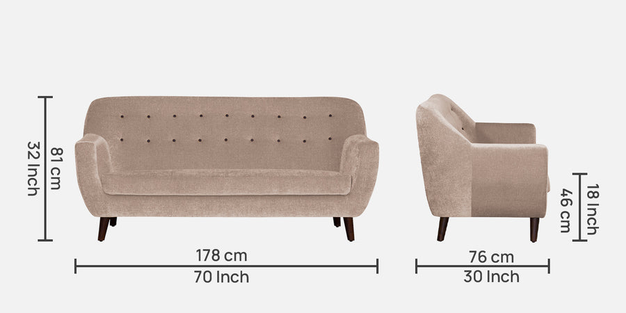 German Fabric 3 Seater Sofa In Kadhi Beige Colour - Febonic Living