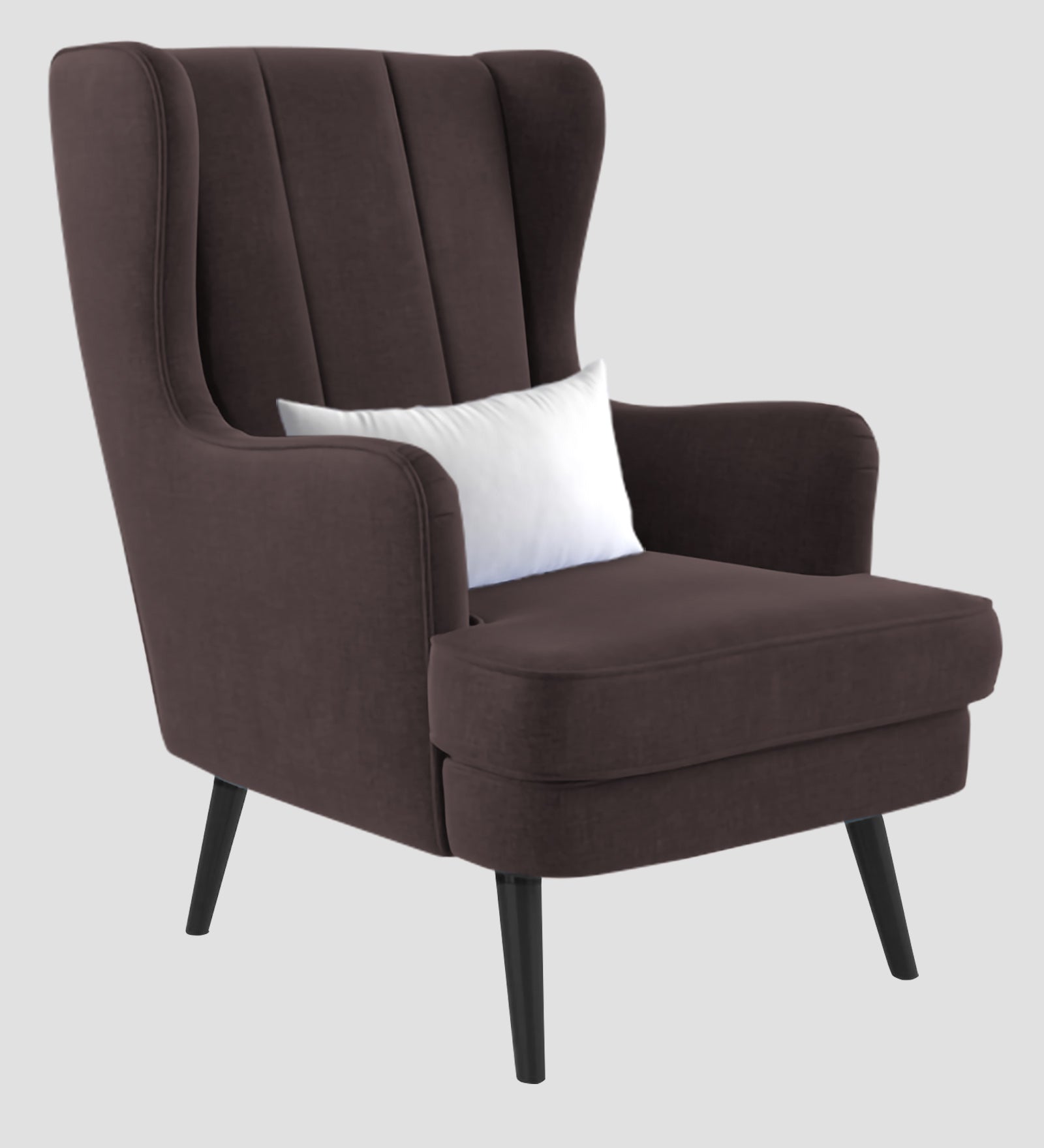 Niya Velvet 1 Seater Wing Chair in Mocha Brown Colour