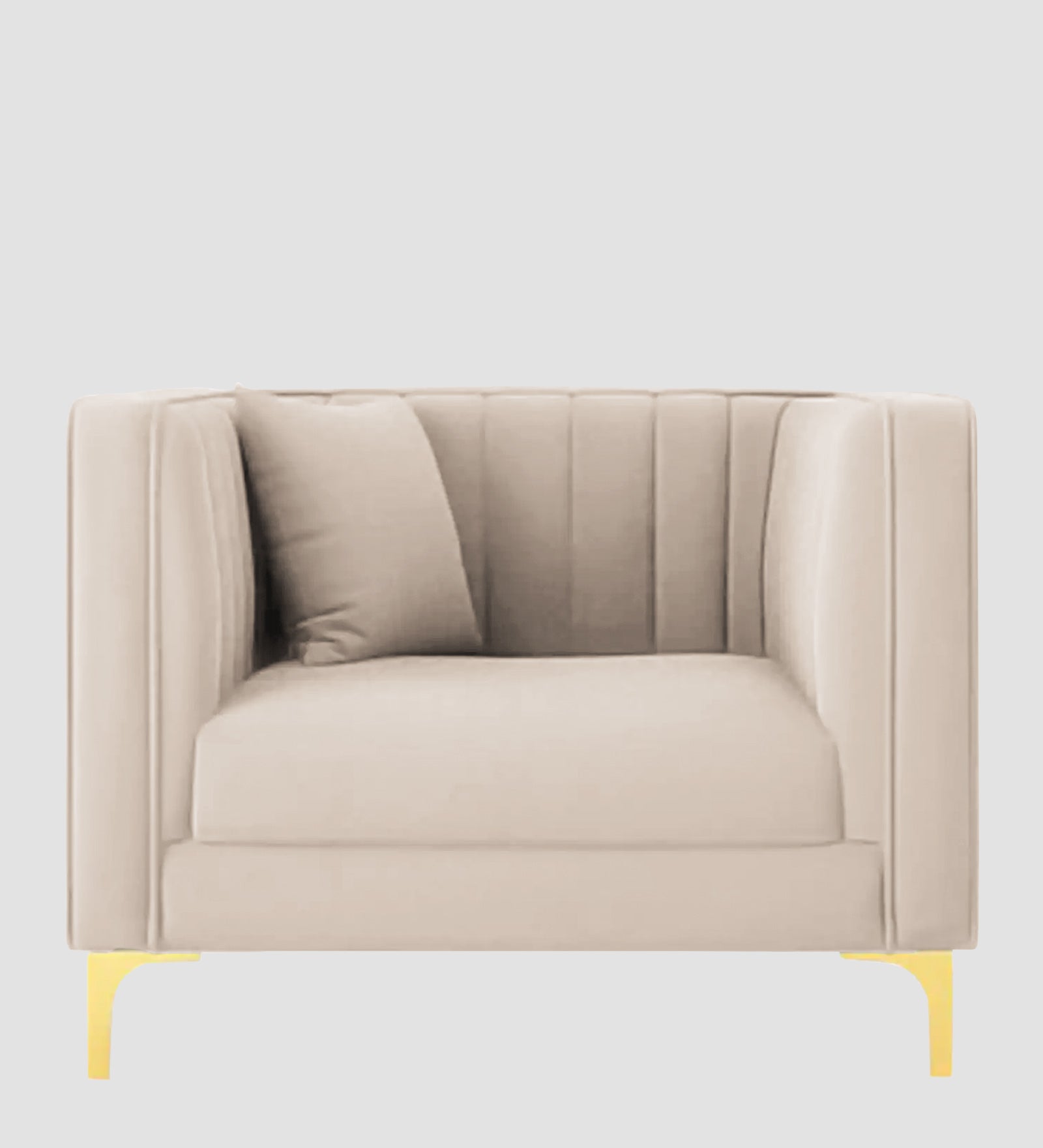 Saban Velvet 1 Seater Sofa in  Camel Beige Colour - Febonic Living
