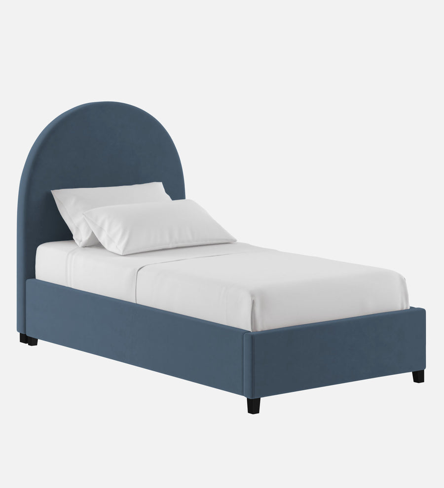 Maro Velvet Upholstered Single Size Bed In Oxford Blue Colour - Febonic Living