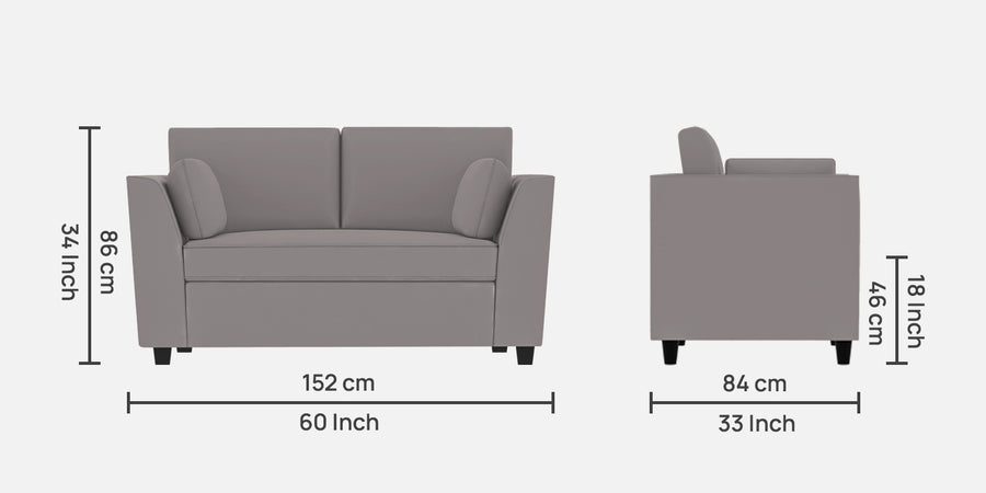 Bristo Velvet 2 Seater Sofa In Pearl Grey Colour With Storage - Febonic Living