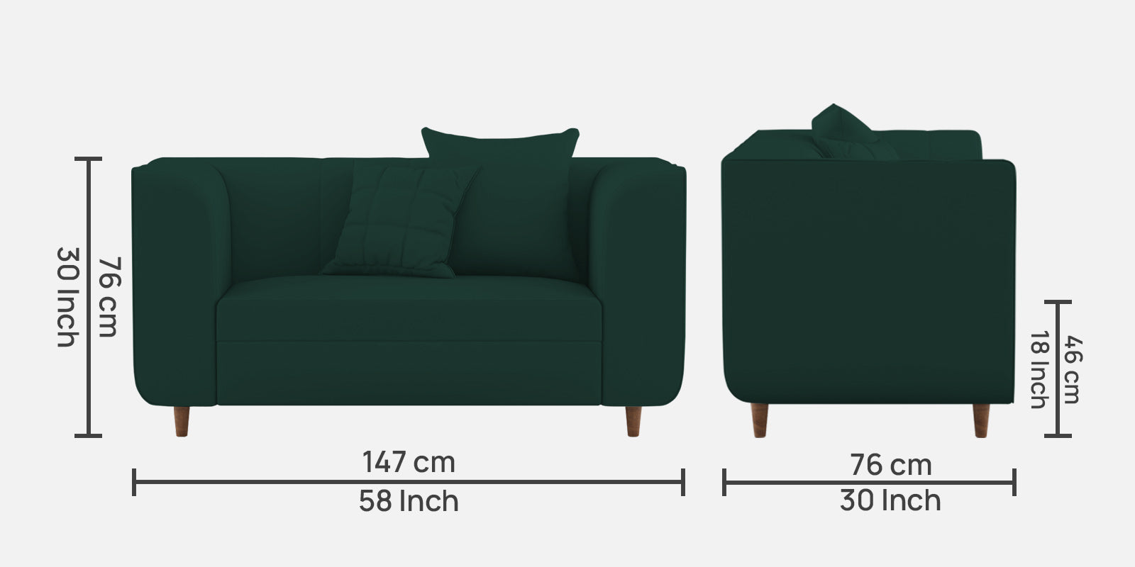 Sumo Velvet 2 Seater Sofa in Forest Green Colour