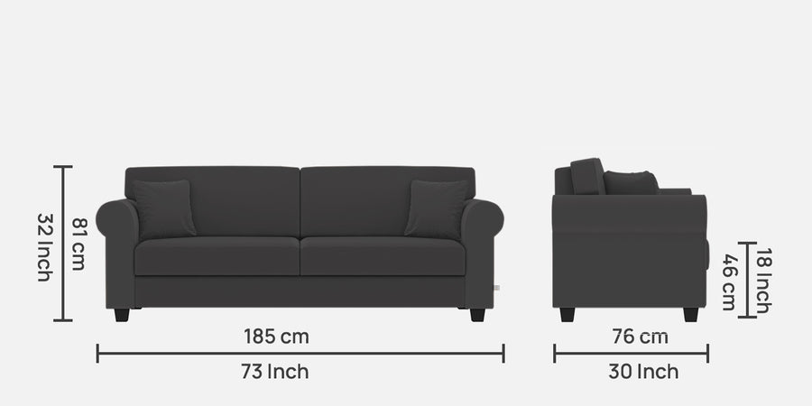 Numonk Velvet 3 Seater Sofa In Davy Grey Colour - Febonic Living