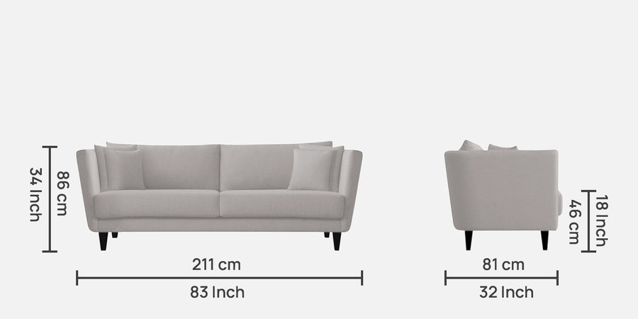 Norway Velvet 3 Seater Sofa In Concrete Grey Colour - Febonic Living