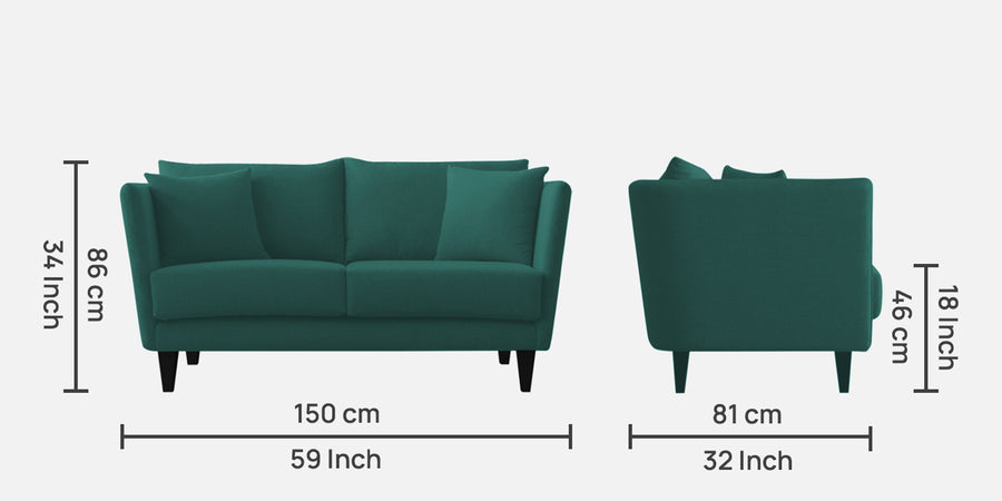 Norway Velvet 2 Seater Sofa In Pine Green Colour - Febonic Living