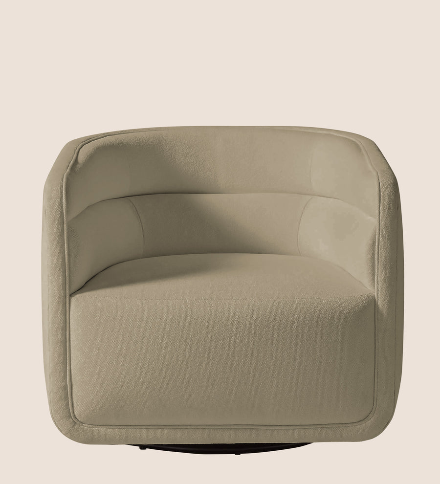 Ria Fabric Swivel Chair In Honey Beige Colour - Febonic Living