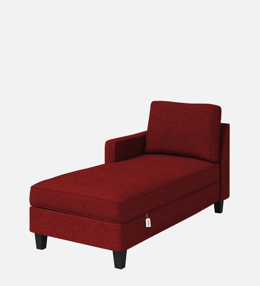 Royee Fabric Lhs Chaise Lounger In Blood Maroon Colour With Storage - Febonic Living
