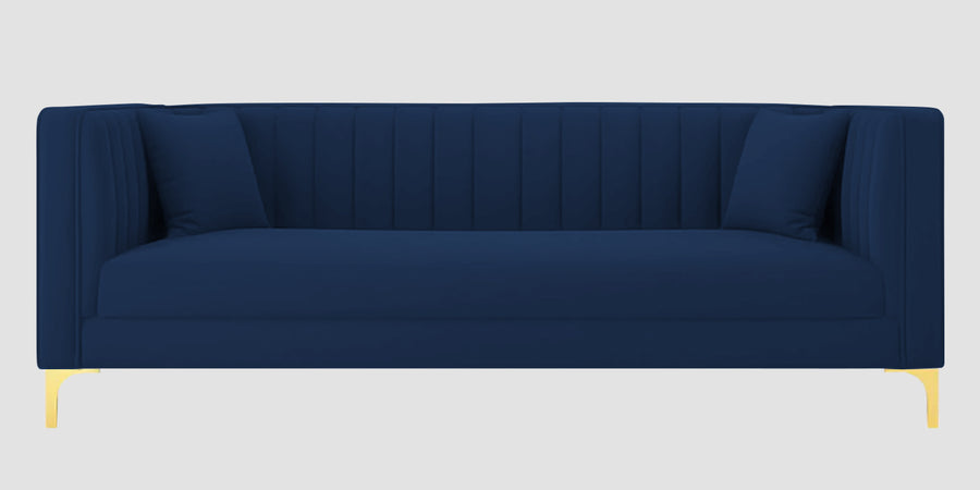 Saban Velvet 3 Seater Sofa In Imperial Blue Colour - Febonic Living