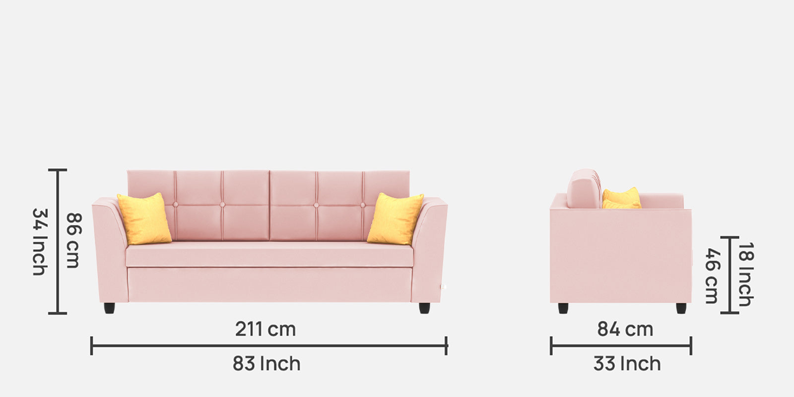 Nestin Velvet 3 Seater Sofa in Millennial Pink Colour