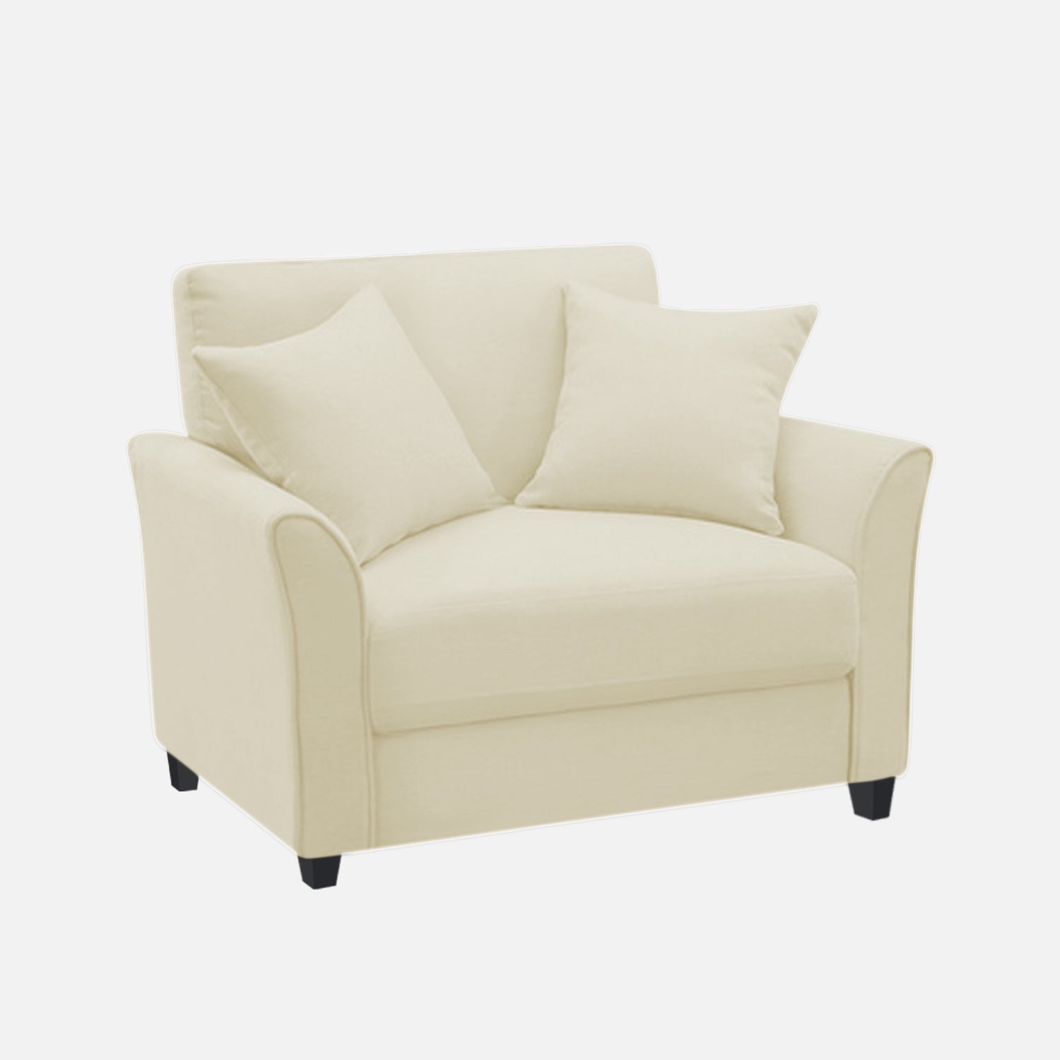 Daroo Velvet 1 Seater Sofa In Warm White Colour