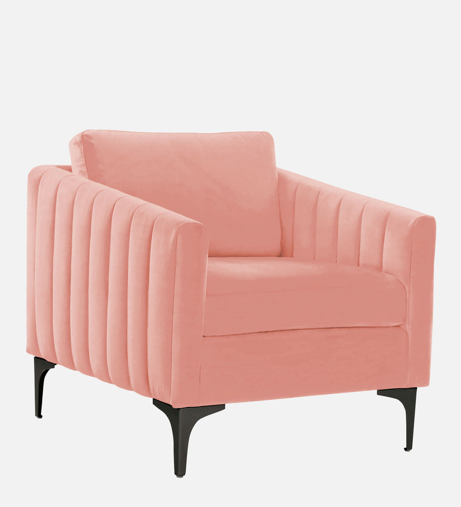 Haru Velvet 1 Seater Sofa In Blush Pink Colour - Febonic Living