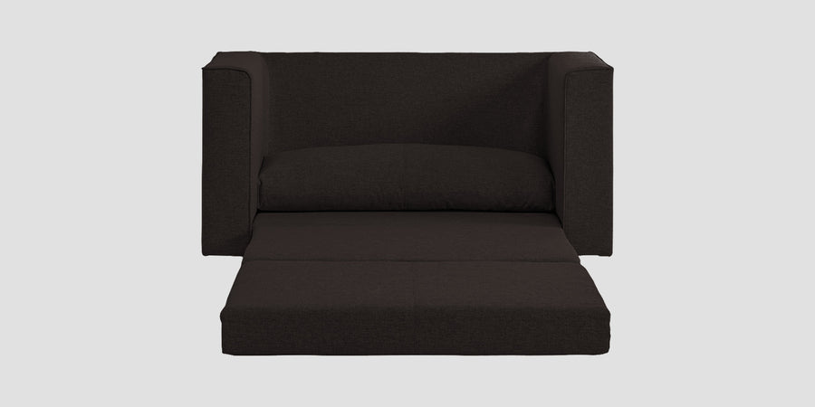 Kenia Fabric 2 Seater Foldable Sofa Cum Bed In Cara Brown Colour - Febonic Living