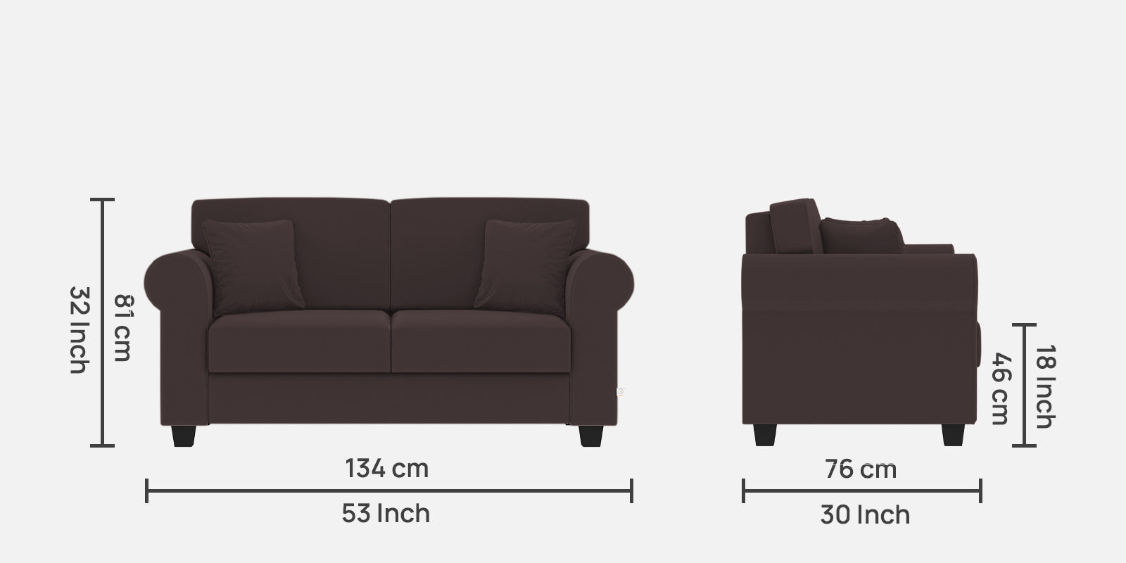 Numonk Velvet 2 Seater Sofa in Mocha Brown Colour