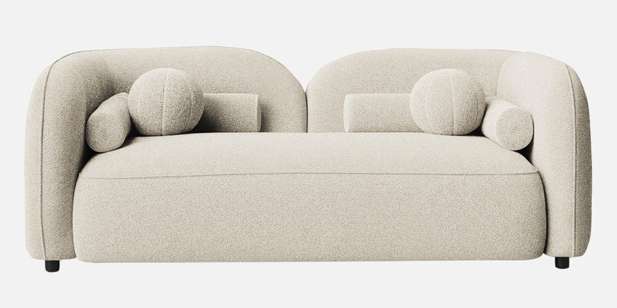 Corny Boucle Fabric 2 Seater Sofa In Shell White Colour - Febonic Living