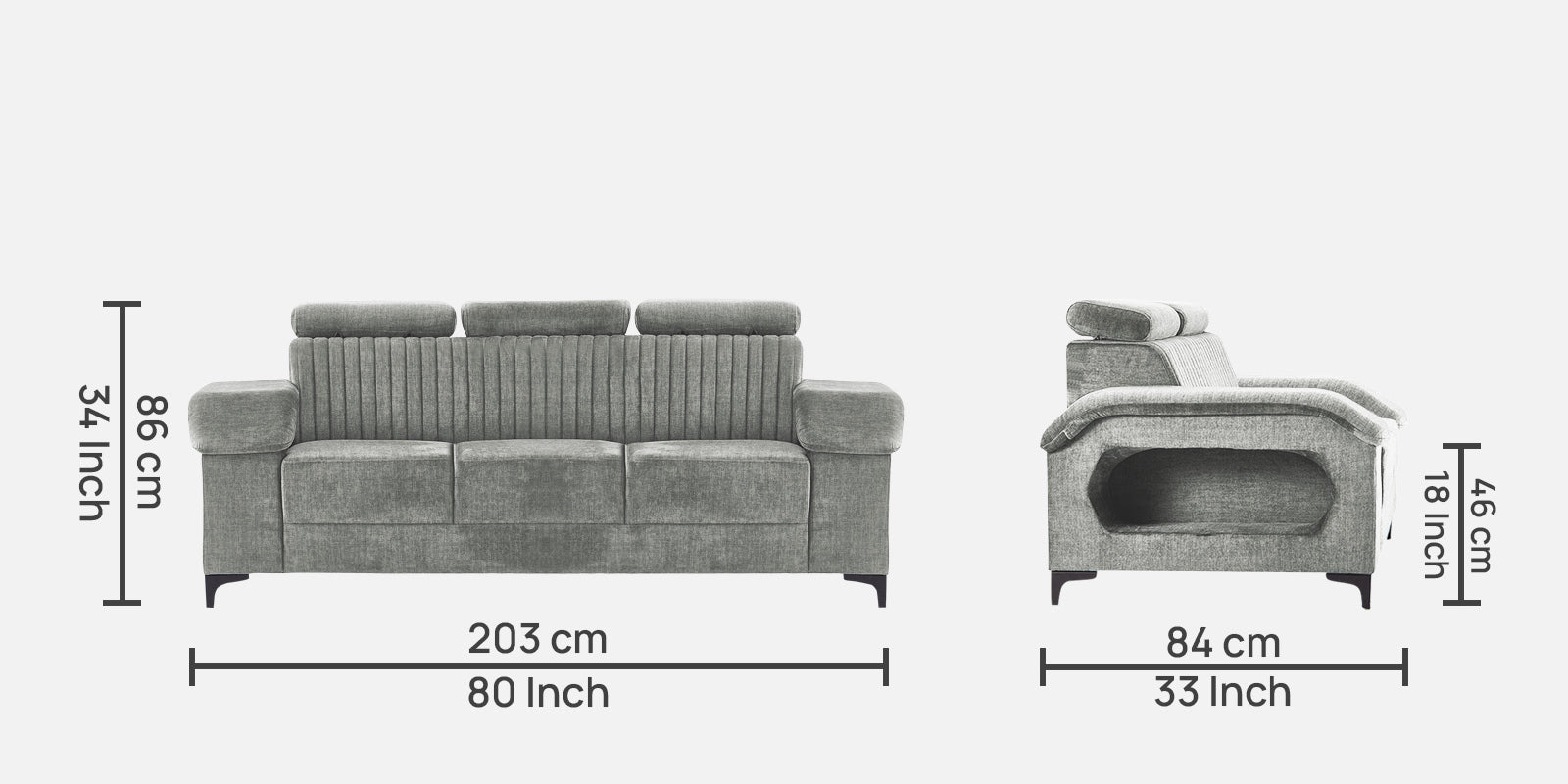 Draco Fabric 3 Seater Sofa in Turtle Green Colour