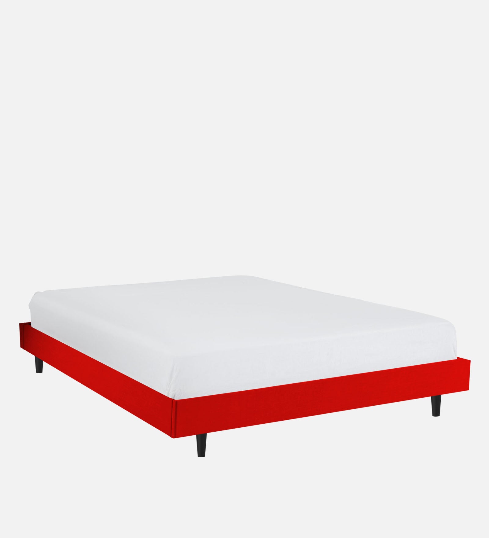 Basi Fabric Queen Size Bed In Ruby Red Colour