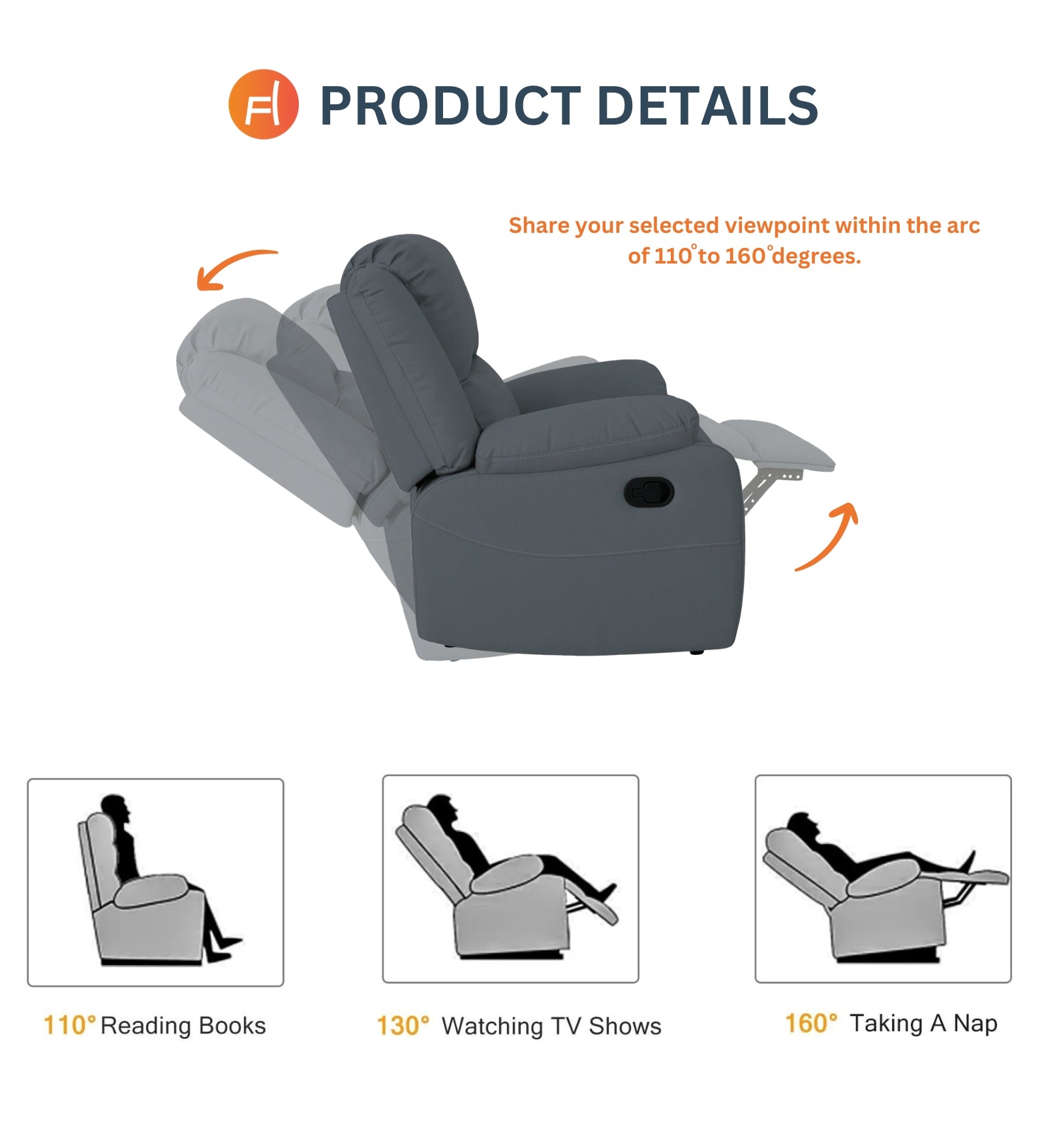 Adley Fabric Manual 1 Seater Recliner In Corel Red Colour