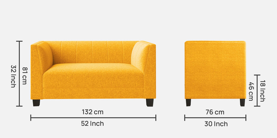 Chastin Fabric 2 Seater Sofa In Bold Yellow Colour - Febonic Living