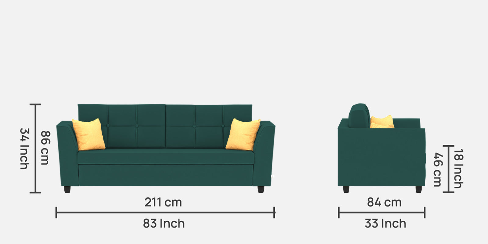 Nestin Velvet 3 Seater Sofa in Pine Green Colour