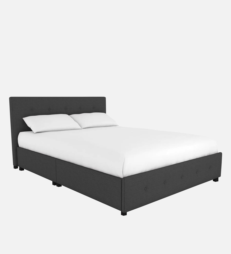 Lido Fabric Upholstered Queen Size Bed In Charcoal Grey Colour With Drawer Storage - Febonic Living