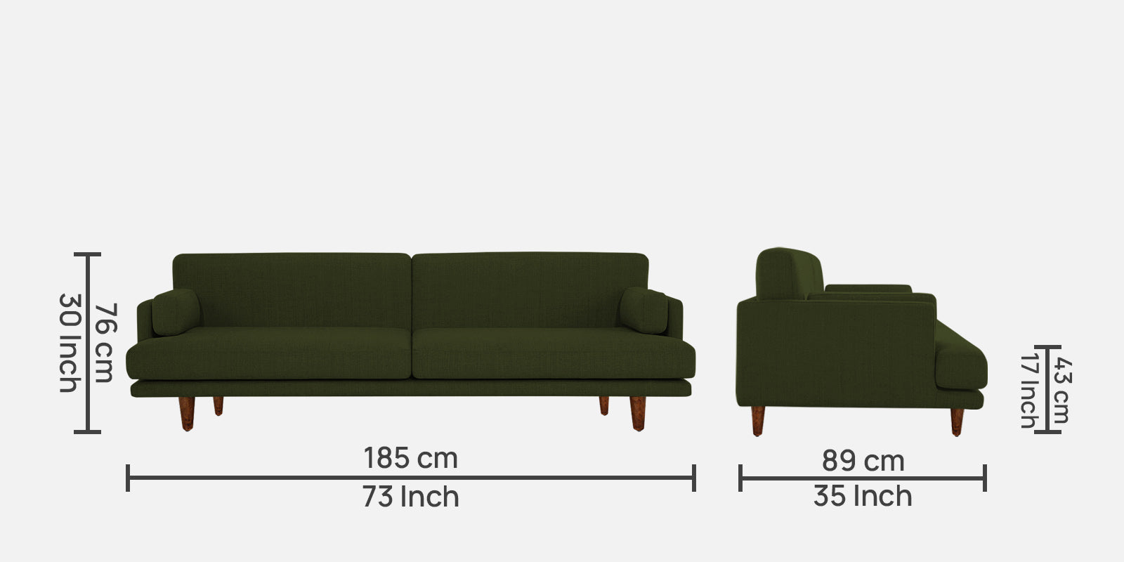 Ricky Fabric 3 Seater Sofa in Olive Green Colour