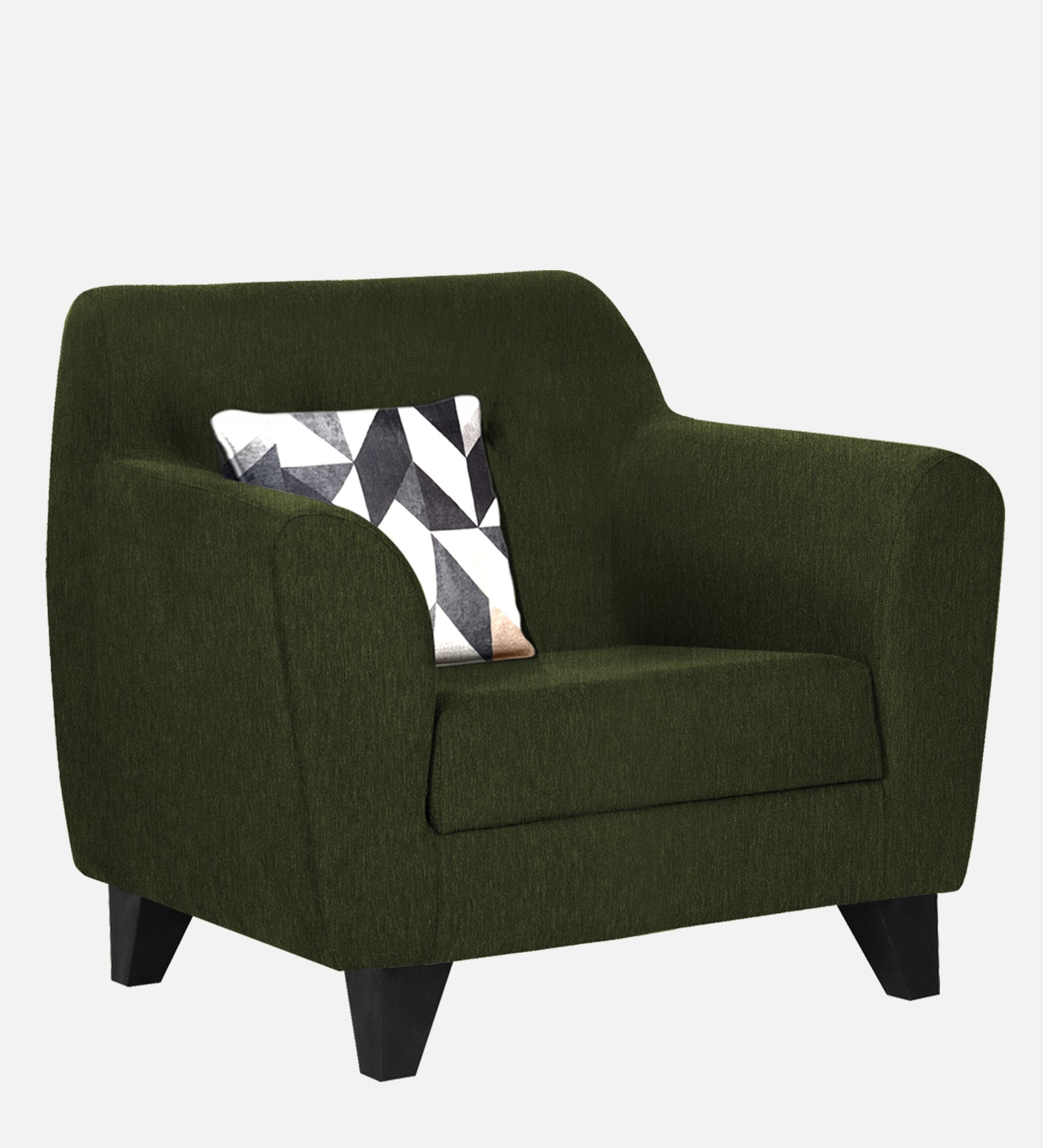 Melaan Fabric 1 Seater Sofa In Olive Green Colour