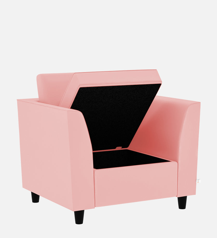 Bristo Velvet 1 Seater Sofa In Millennial Pink Colour With Storage - Febonic Living
