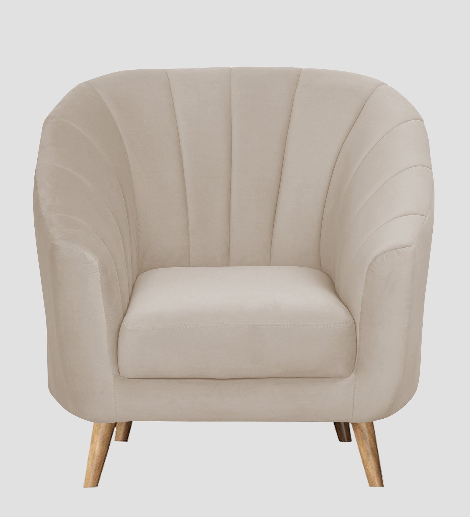 Nancy Velvet 1 Seater Sofa in Cream Beige Colour