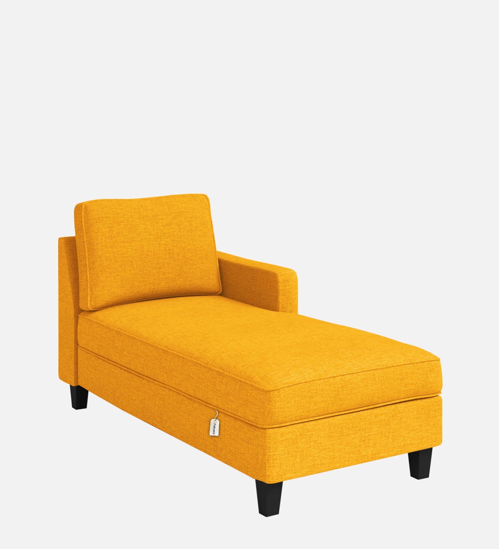 Royee Fabric RHS Chaise Lounger In Bold Yellow Colour With Storage