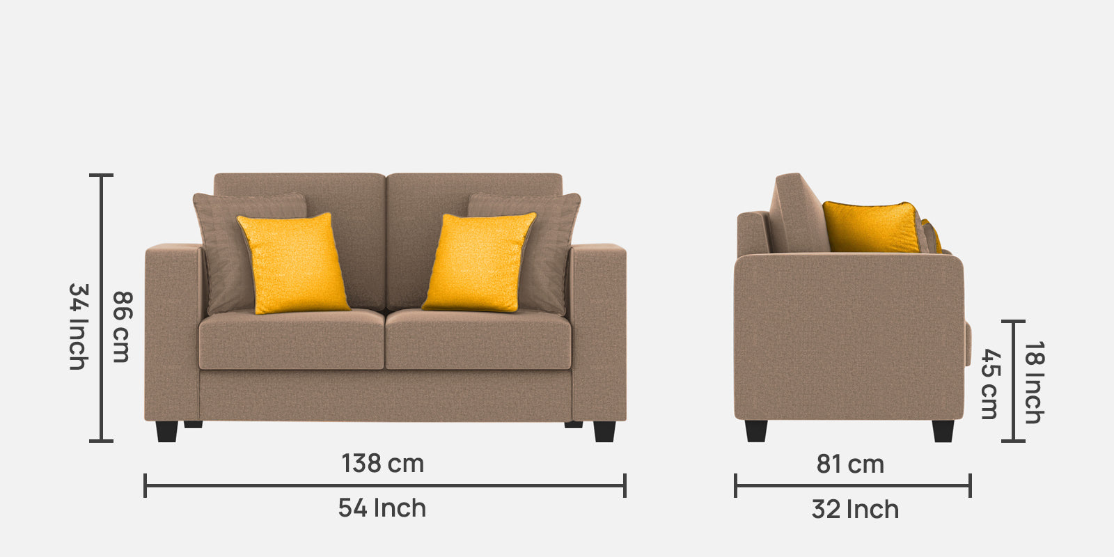 Nabi Fabric 2 Seater Sofa In Cookie Beige Colour