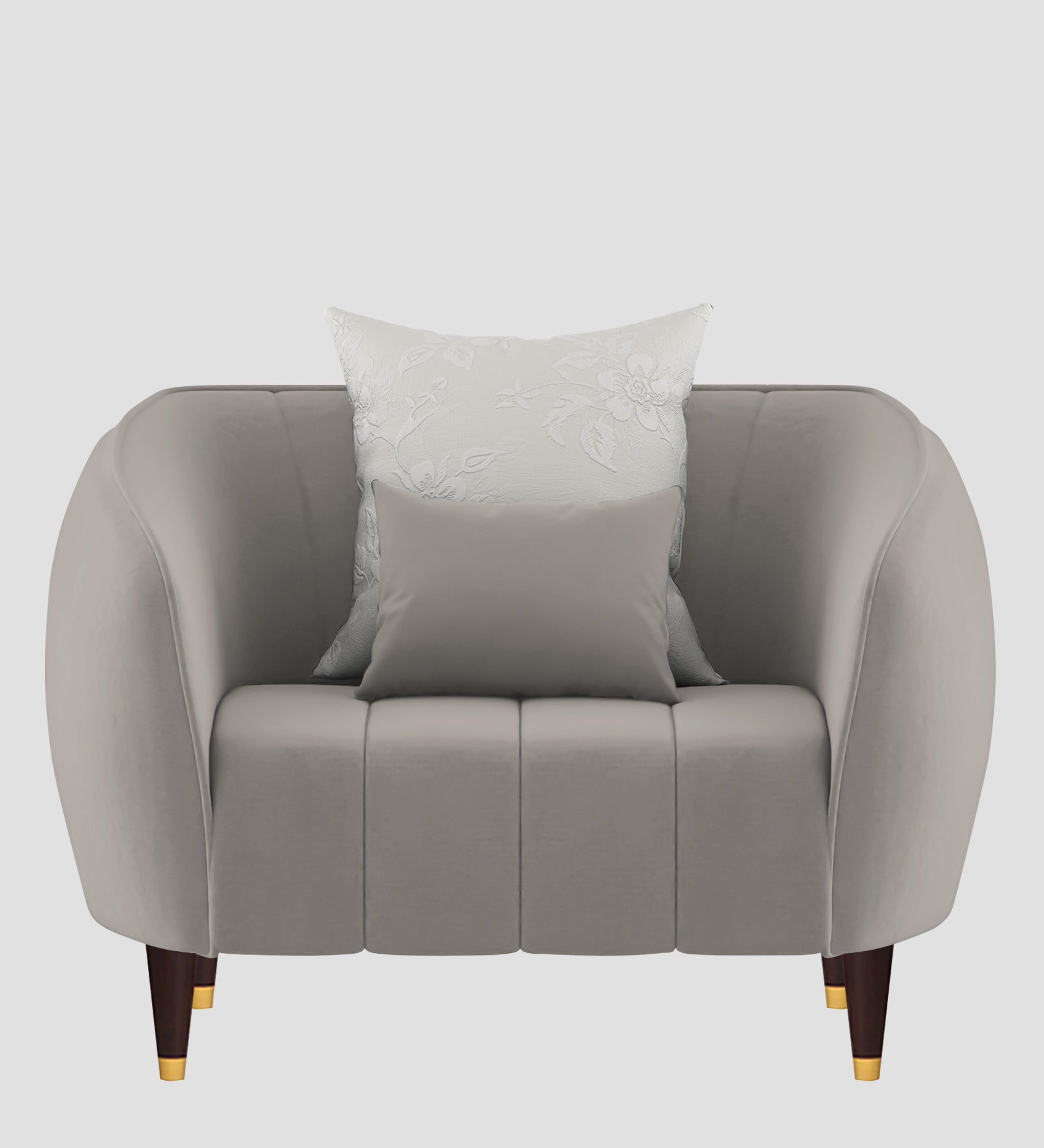 Hairo Velvet 1 Seater Sofa In  Echo Grey Colour - Febonic Living