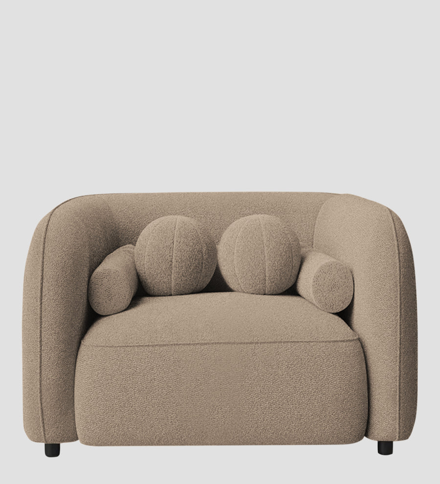 Corny Boucle Fabric 1 Seater Sofa In Mushroom Beige Colour - Febonic Living
