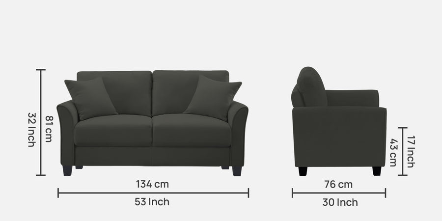 Daroo Velvet 2 Seater Sofa In Hory Grey Colour - Febonic Living