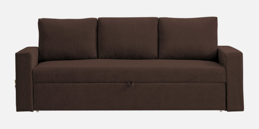 Kara Fabric 3 Seater Pull Out Sofa Cum Bed In Coffee Brown Colour - Febonic Living