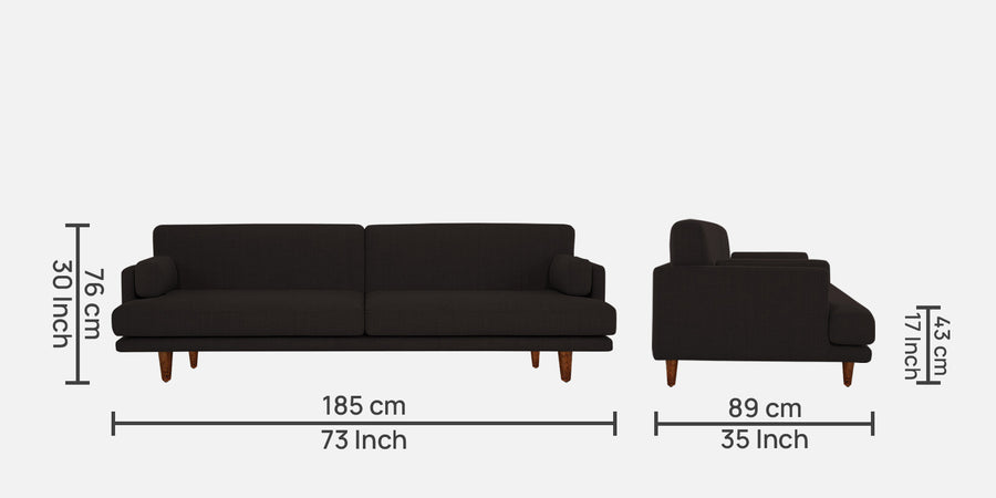 Ricky Fabric 3 Seater Sofa In Cara Brown Colour - Febonic Living