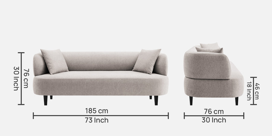 Carson Fabric 3 Seater Sofa In Storm Grey Colour - Febonic Living