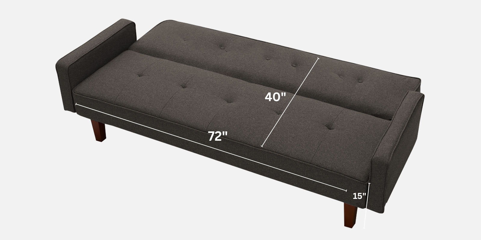 Nebia Fabric 3 Seater Convertable Sofa Cum Bed in Dark Brown Colour