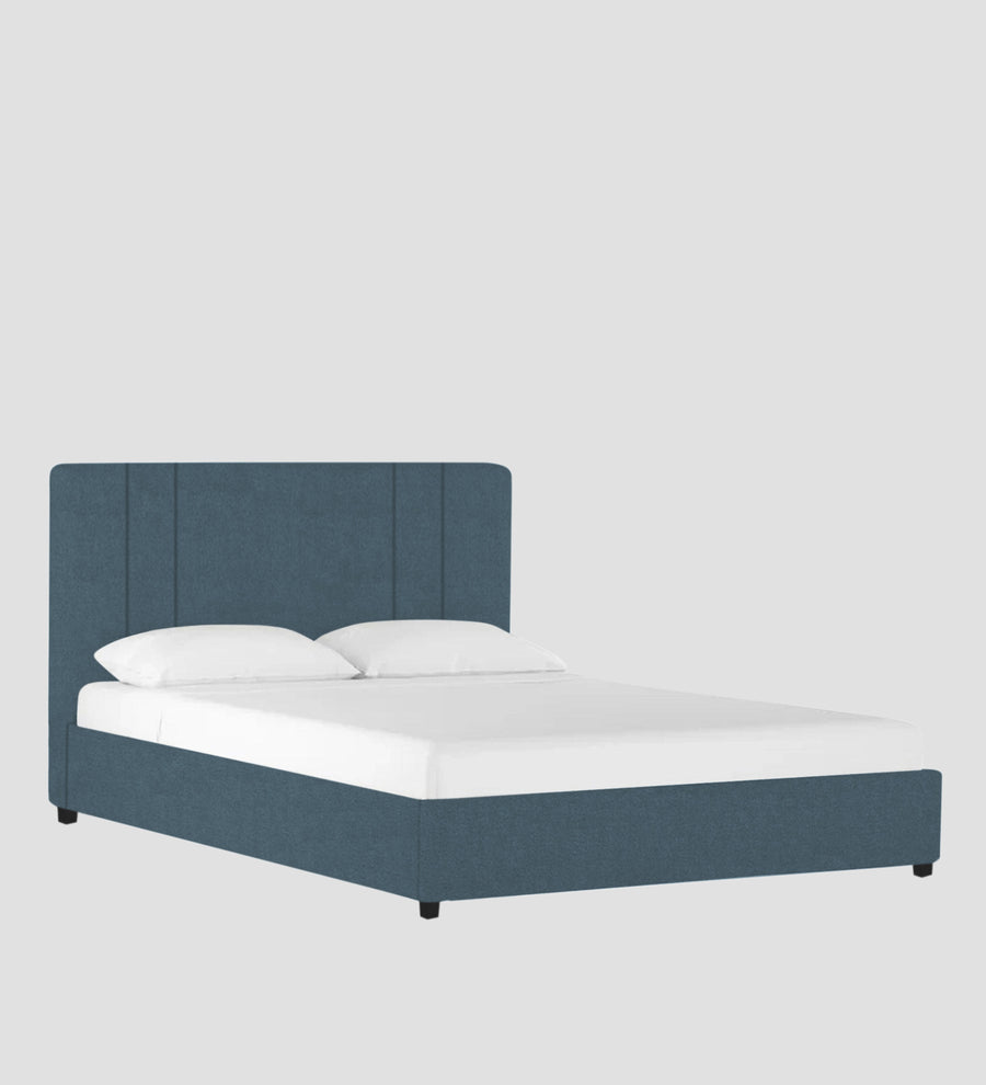 Asyra Velvet Upholstered King Size Bed In Oxford Blue Colour With Box Storage - Febonic Living