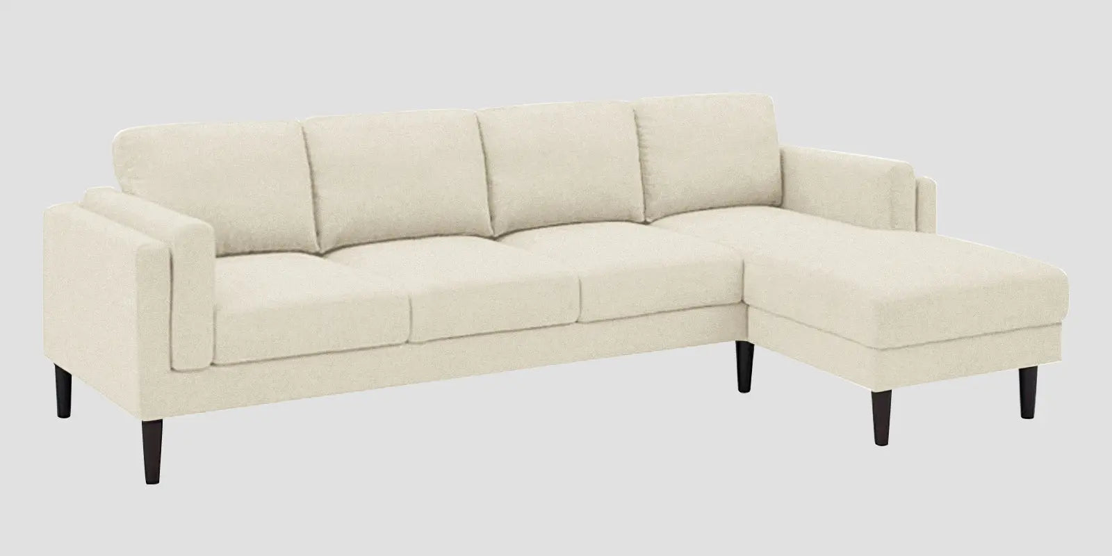 Creata Fabric LHS Sectional Sofa (3+Lounger) In Ivory Cream Colour Febonic Living