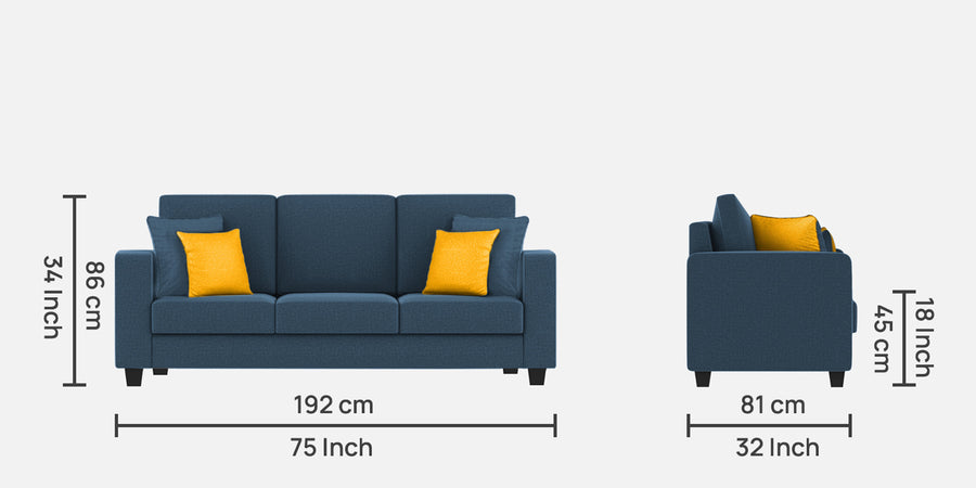 Nabi Fabric 3 Seater Sofa In Light Blue Colour - Febonic Living