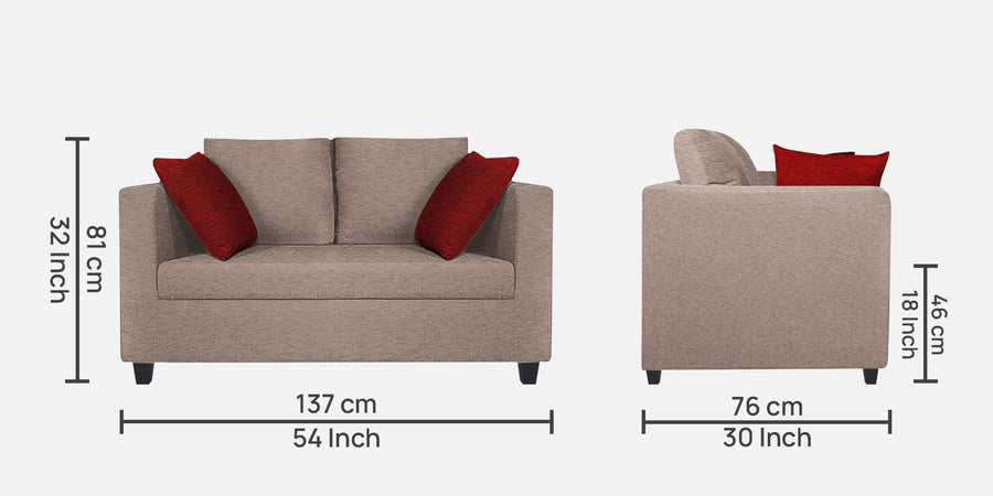 Nuska Fabric 2 Seater Sofa In Kadhi Beige Colour - Febonic Living