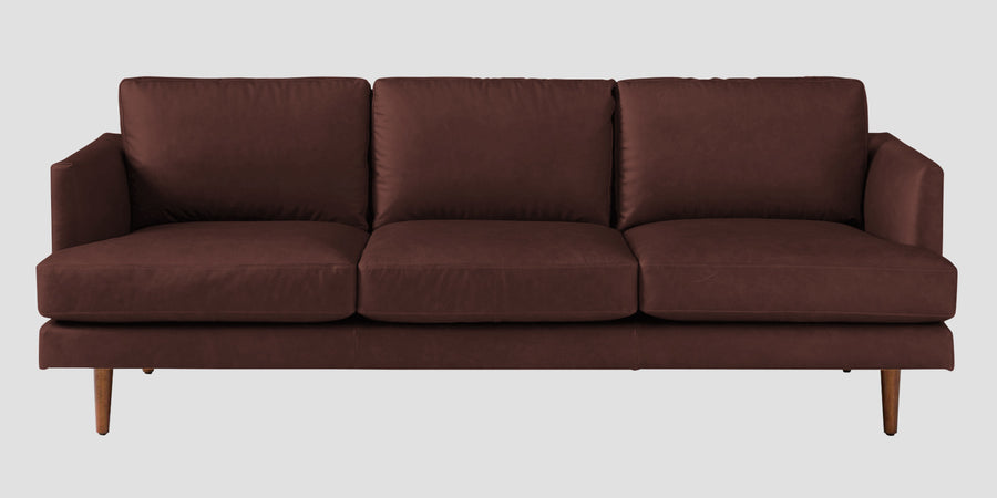 Sterio Leatherette 3 Seater Sofa In Wine Brown Colour - Febonic Living