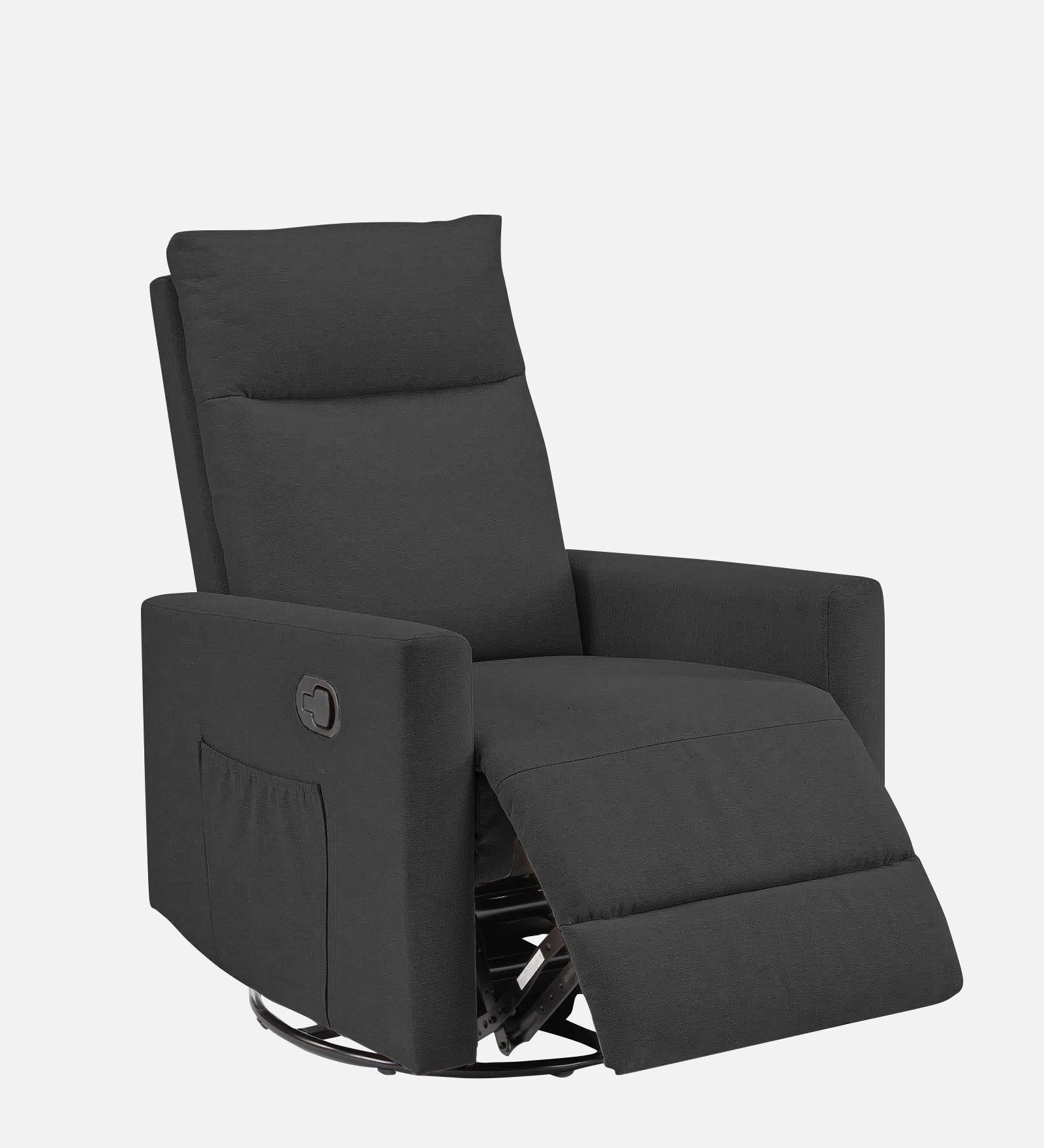 Zura Fabric Manual 1 Seater Recliner In Charcoal Grey Colour