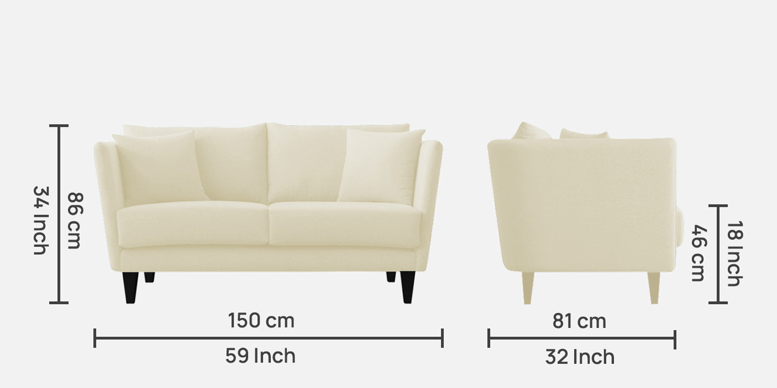 Norway Velvet 2 Seater Sofa In Warm White Colour